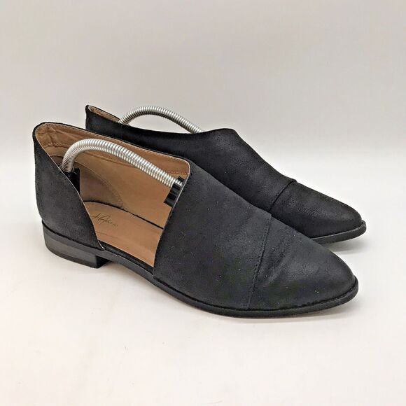 J. Adams Pismo Pointed Toe Loafers Women's 8 Black Open Side Casual Vegan Shoes - Picture 1 of 11